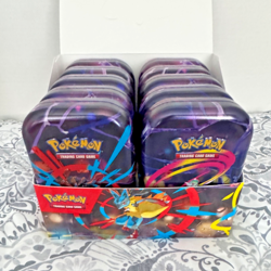 12 Pokemon Mega Evolutions Empty Mini Tin Display With Tins & stickers! No Packs - Image 1