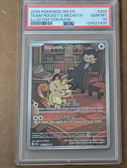 POKEMON PSA 10 2025 SV Destined Rivals Team Rocket's Meowth 203/182 - Image 1