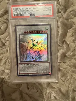 Yugioh PSA 10 Crystal Clear Wing Synchro Dragon Ghost Rare LED8-EN005 BGS CGC - Image 2