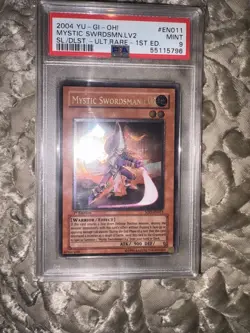 2004 YUGIOH SOD-EN011 MYSTIC SWORDSMAN LV2 ULTIMATE RARE PSA 9 1st NM low pop - Image 3