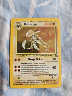 Pokemon TCG Kabutops Holo Card 9/62 Fossil Unlimited Holo Rare - Image 1