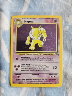 Pokemon WOTC Card - Hypno - Fossil Set - Holo Rare - 8/62 - MP - Image 1