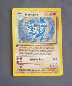 Machamp 8/102 Holo Pokemon Card 1st Edition - 1999 Base Set LP Sun Bleached - Image 1