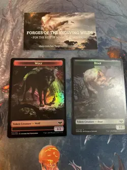 Wolf 011 / Boar 012 Foil Token - MTG - Innistrad: Crimson Vow Double Sided - Image 1
