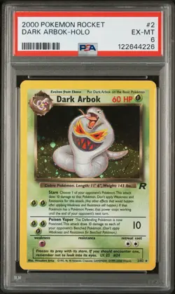 2000 Pokemon Team Rocket Holo Dark Arbok 2/82 PSA 6 - Image 1