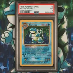 1999 Pokemon TCG Blastoise Holo Rare Shadowless Base Set 2/102 PSA 3 - Image 1