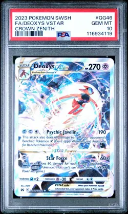 Pokemon PSA 10 Deoxys GG46/GG70 VSTAR Full Art Crown Zenith Galarian Gallery - Image 1