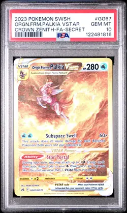 2023 POKEMON SWSH SECRET #GG67 FULL ART/ORIGIN FORME PALKIA VSTAR PSA 10 - Image 1
