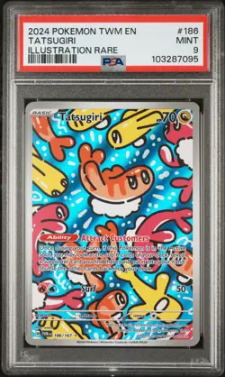 2024 POKEMON TWM EN-TWILIGHT MASQUERADE ILLUSTRATION RARE #186 TATSUGIRI PSA 9 - Image 1