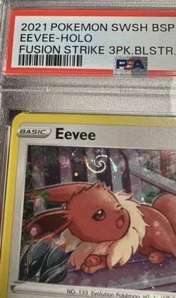 Eevee (Fusion Strike Three Pack Blisters) Pokemon Sword & Shield PSA 8 SWIRL! - Image 3