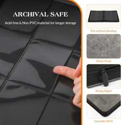 Trading Card Binder, 9 Side Loading Pocket Card Album Hold up to 540 Cards, Zipp - Image 2