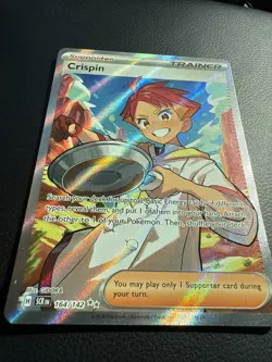 Pokemon Trainer Crispin TCG Full Art Holo Ultra Rare Card 164/142 NM Condition - Image 2