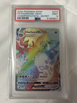 Pokemon TCG Charizard VMAX Champions Path Secret Rainbow Rare Card PSA-9 - Image 1