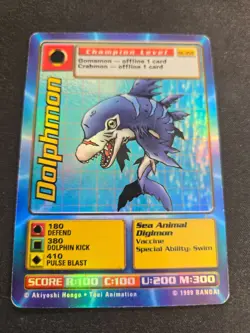 Vintage Digimon CCG Battle Series 1 Holo Card Dolphmon ST-35S - Image 1
