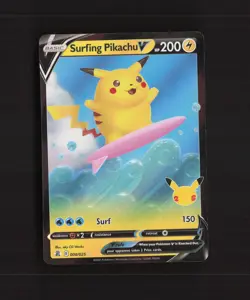 Surfing Pikachu V 008/025 Celebrations Ultra Rare Holo Pokemon Card NM - Image 1
