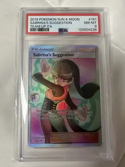 Pokemon Sun & Moon Team Up: Sabrina's Suggestion (Full Art) #181 - PSA 8 NM-MT - Image 1