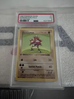 Pokemon TCG Hitmonchan Base Set Holo 1st Edition Rare Card PSA 5 - Image 1