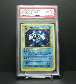 1st Edition Shadowless Poliwrath 13/102 - Base Set Pokemon Card (Mint) PSA 8 - Image 1