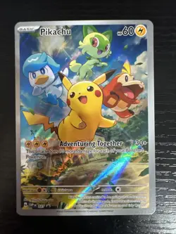 Pokemon Card TCG - Pikachu 027 Scarlet & Violet Black Star Promo Near Mint - Image 1