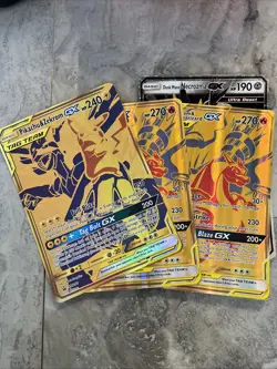 4 Pokemon Oversized Card Lot Pikachu&zekrom Reshiram Charizard Necrozma - Image 1