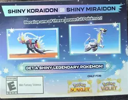 Pokemon Scarlet and Violet Shiny Legendary Code Card. New And Unscratched. - Image 1