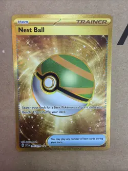 Pokemon TCG Nest Ball Scarlet & Violet Base Set Gold Rare Trainer Card 255/198 - Image 1