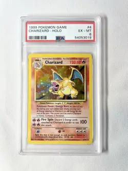 1999 Pokemon Game Charizard Base Set Unlimited Holo 4/102 Card PSA 6 EX-MT - Image 1