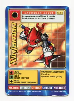 St-94 Ninjamon Digimon Swedish Promo Card TCG Rare Digi-Battle Bandai Played - Image 1
