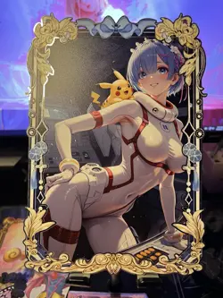 A5 Large Metal Card Serialized Waifu Anime Card Rem Pikachu Pokemon - Image 1