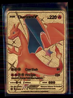 FAKE GOLD Custom Pokemon Charizard V Non Shiny Vinyl NM - Image 1