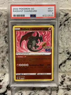 Pokemon TCG Radiant Charizard Pokemon GO 011/078 Holo Radiant Rare PSA 9 Mint! - Image 1
