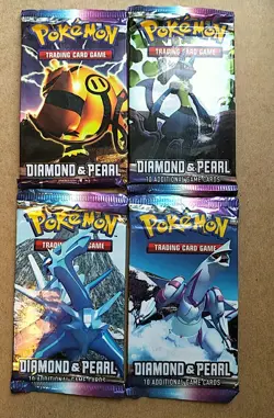 4 Pokemon Diamond And Pearl Base Booster Sealed Pack - All 4 Arts - Image 1