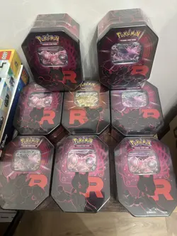 Pokemon TCG Team Rocket Tins X8 - New & Sealed 4 Mewtwo Tins - Image 1