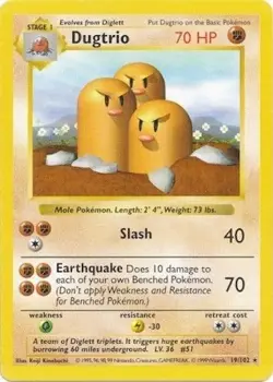 Pokemon TCG - Dugtrio - 19/102 - Shadowless - Rare - Base Set [Lightly Played] - Image 1