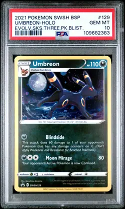 2021 POKEMON SWSH BLACK STAR PROMO #129 UMBREON-HOLO PSA 10 - Image 1