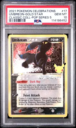 2021 POKEMON CELEBRATIONS CLASSIC COLL #17 UMBREON-GOLD STAR PSA 10 - Image 1