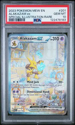 2023 POKEMON MEW EN-151 SPECIAL ILLUSTRATION RARE #201 ALAKAZAM EX PSA 10 - Image 1