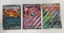 3 Jumbo Pokemon cards: Charizard EX Lenticular Promo, MewtwoEx Promo, & Victini - Image 1
