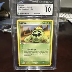Cacnea CGC 10 Gem Mint POP Series 2 13/17 Pokemon Card 2005 - Image 1
