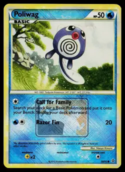 Pokemon Card - Poliwag Crosshatch Unleashed League Promo 58/95 Reverse Holo - Image 1