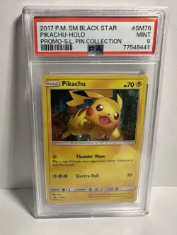 Pikachu SM76 BSP Pokemon 2017 Shining Legends Pin Collection PSA 9 SWIRL! - Image 1