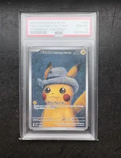 2023 Pokemon Pikachu Van Gogh Grey Felt Hat Promo SVP EN #085 PSA 10 GEM MINT - Image 1