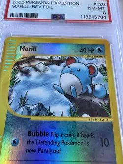 2002 POKEMON EXPEDITION REVERSE FOIL MARILL #120 NM-MT PSA 8 - Image 3