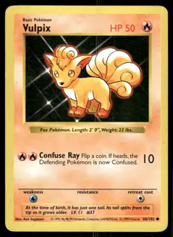 Pokemon Tcg Vulpix [Shadowless] #68 Pokemon Base Set LP - Image 1