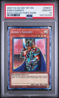 2021 YU-GI-OH! KING'S COURT 1ST ED-COLLECTOR'S RARE #EN027 KING'S KNIGHT PSA 10 - Image 1