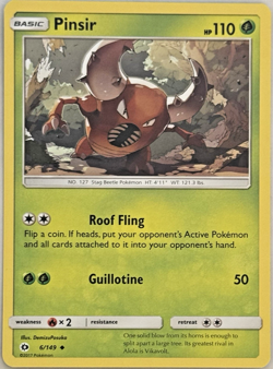 Pinsir 6/149 - Sun & Moon - Uncommon - Pokemon Card TCG - Near Mint - Image 1