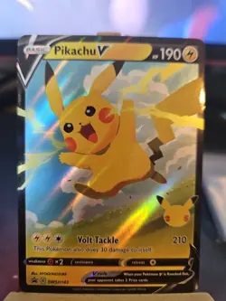 Pikachu v SWSH143 Holo Promo Card Sword & Shield NM - Image 1