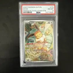 PSA 8 Eevee 173 Prismatic Evolutions ETB Promo Pokemon Card - Image 1