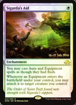 MTG Sigarda's Aid - Foil - Prerelease Promo, Light Play, English Promo: Prerelea - Image 1