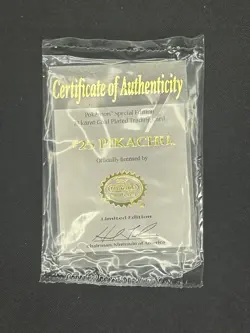 1999 BURGER KING POKEMON 23K GOLD PIKACHU CERTIFICATE OF AUTHENTICITY SEALED - Image 1